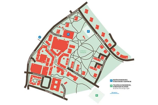 Orienteringskarta parkering Huddinge Centrum